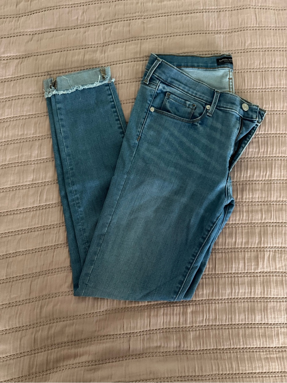 Banana Republic Medium Wash Skinny Jeans with Raw Hem
